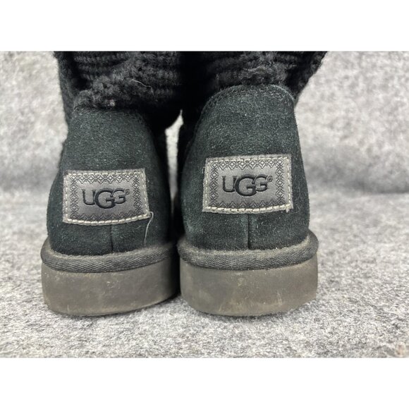 UGG Boots Womens Size 10 Black Classic Cardy II Knit Tall Slouch Winter - Picture 5 of 9